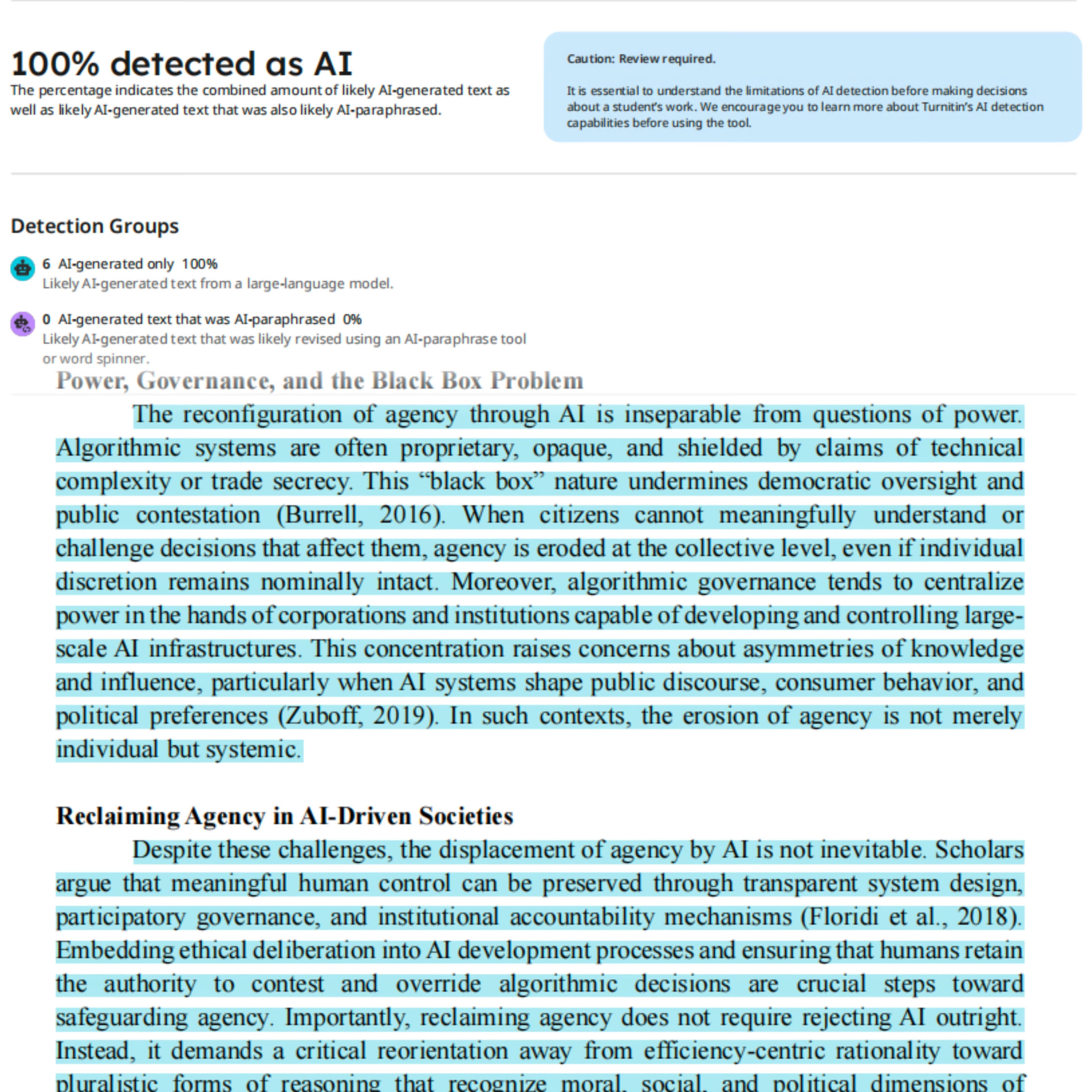 100% detected as AI